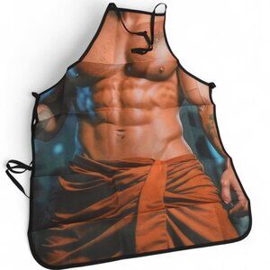Funny Novelty Gift Hairy, Sexy Man Abs Apron, Multi-Coloured - NEW